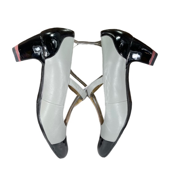 Oh! Healthy Heels Gray patent Leather Black mary Jane heels womens Shoes Size 8 - Picture 12 of 15